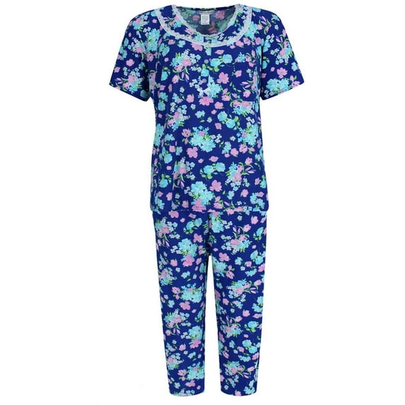 Elegant Emily Floral Short Sleeve Capri Set (Women's Plus)
