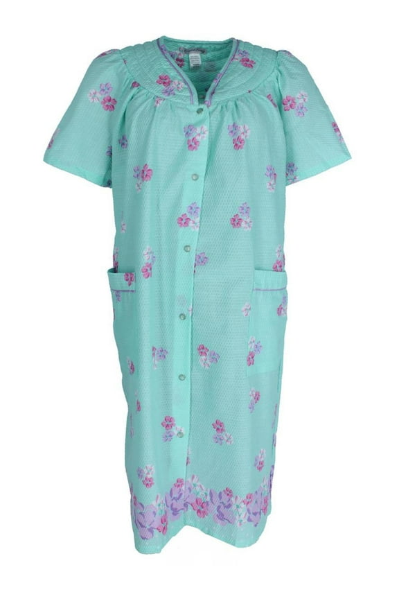 Floral Woven Seersucker Duster Gown (Women's Plus)
