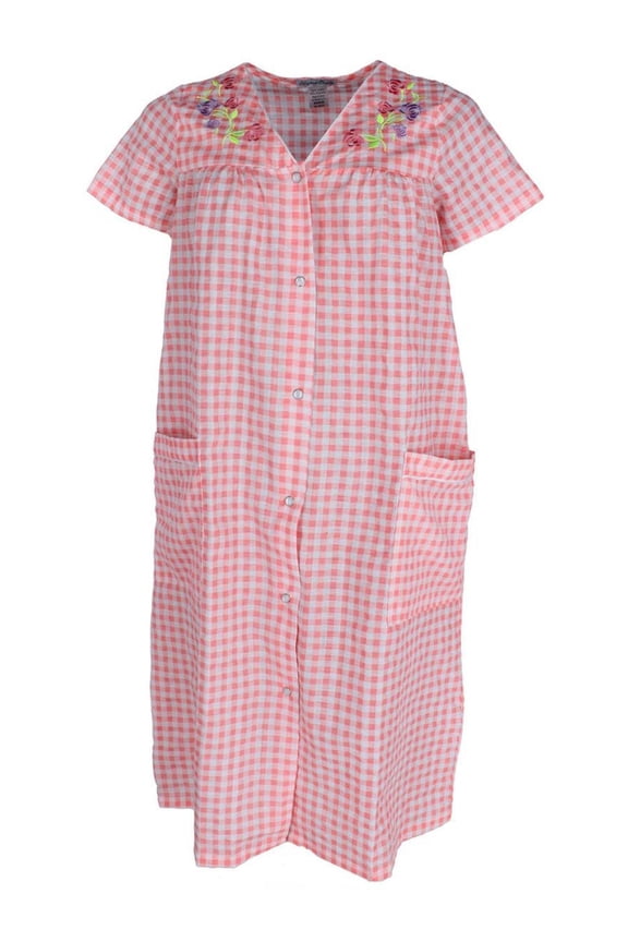 Gingham Button Down Duster with Floral Detailing (Women)
