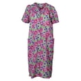 thumbnail image 1 of Elegant Emily Plus Size Women's Snap-Front Duster Robe With Pockets - Pink Zinnias - 2X, 1 of 4