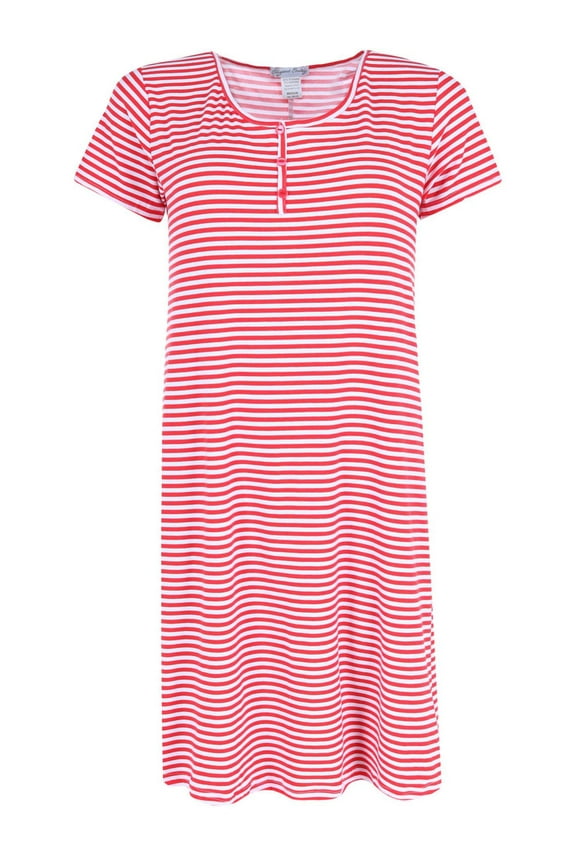 Plus Sized Striped Henley Nightgown (Women's Plus)