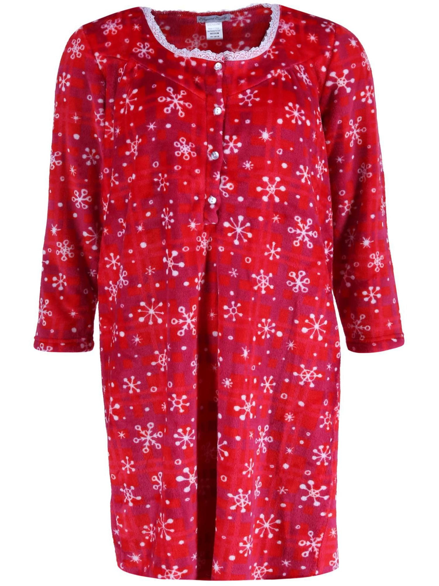 Elegant Emily Plush Red Snowflake Plaid Sleep Gown (Women)