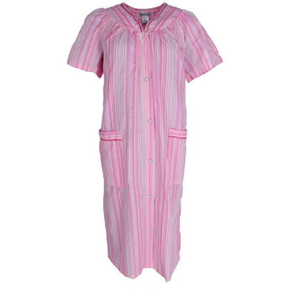 Elegant Emily Snap Front Striped Duster Gown (Women's Plus)