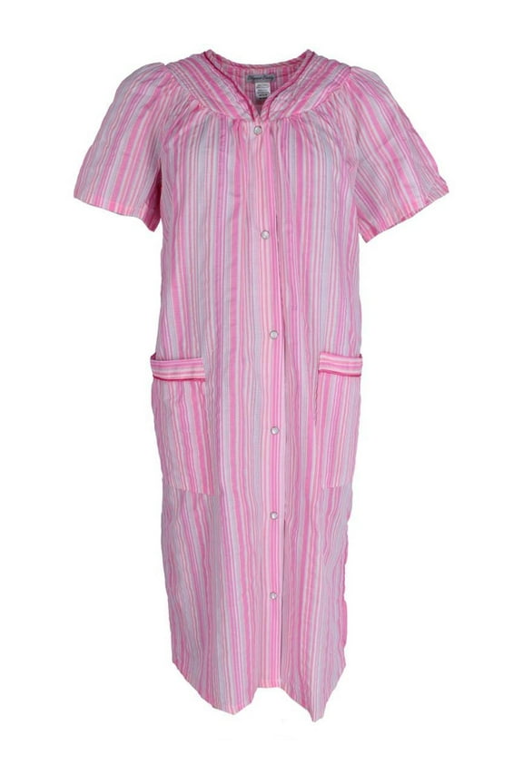 Snap Front Striped Duster Gown (Women's Plus)