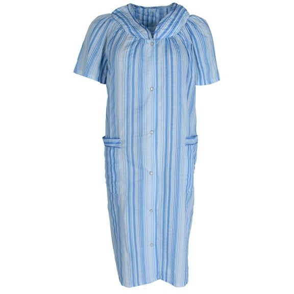 Elegant Emily  Snap Front Striped Duster Gown (Women's Plus)
