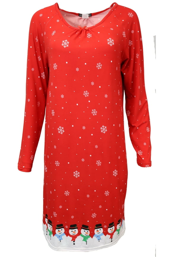 Women's Plus Sized Polysuede Christmas Holiday Tunic - Red Snowmen - 1 X-Large