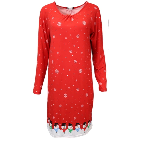 Elegant Emily Women's Plus Sized Polysuede Christmas Holiday Tunic - Red Snowmen - 3 X-Large