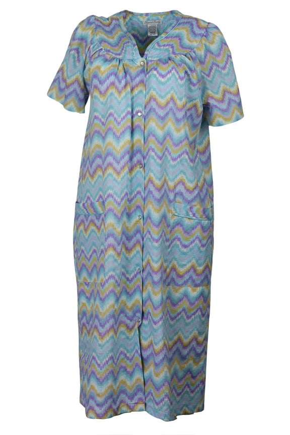 Women's Snap-Front Duster Robe With Pockets - Funky Chevron - Medium