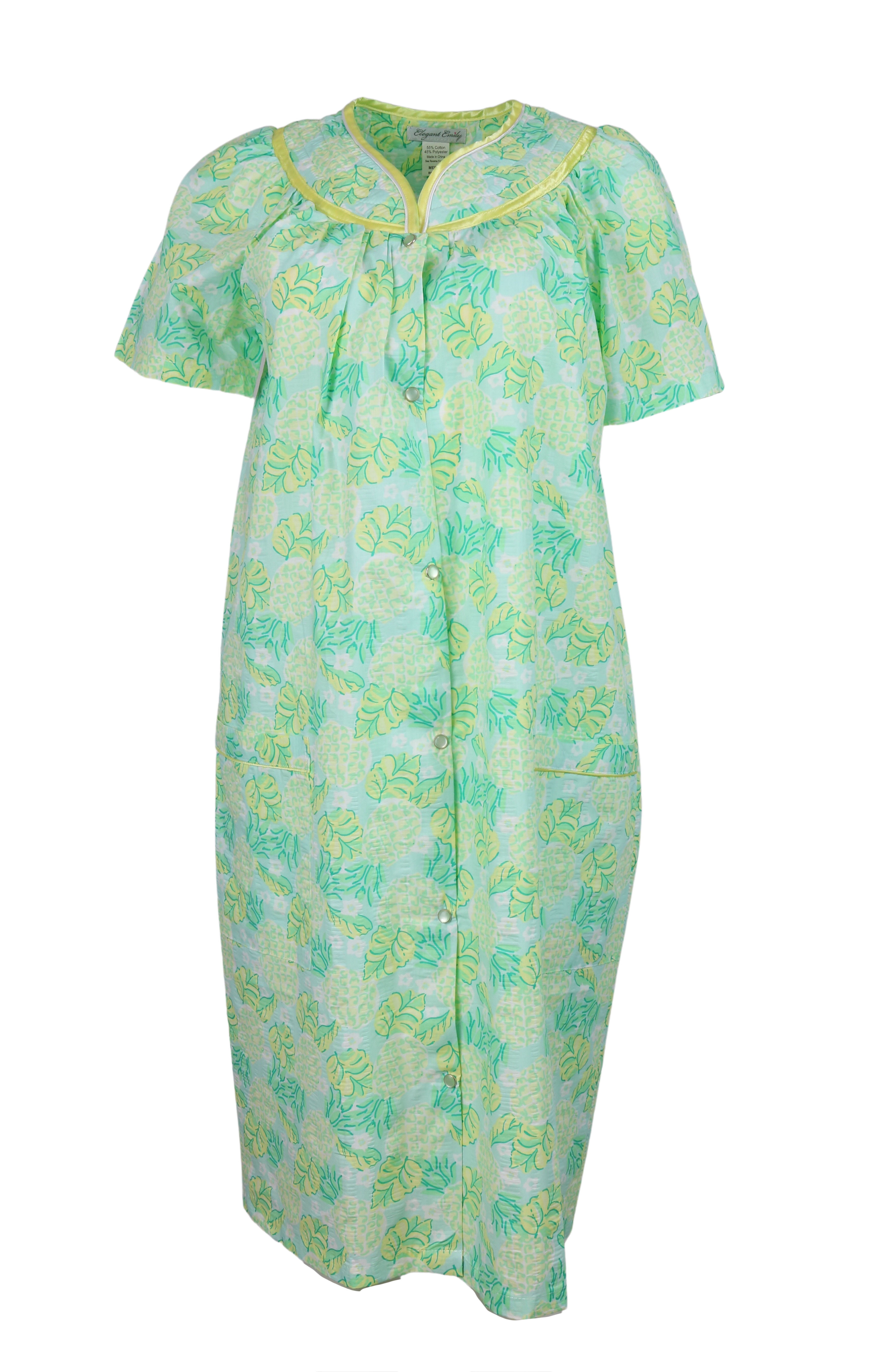 Elegant Emily Women's SnapFront Duster Robe With Pockets Mint