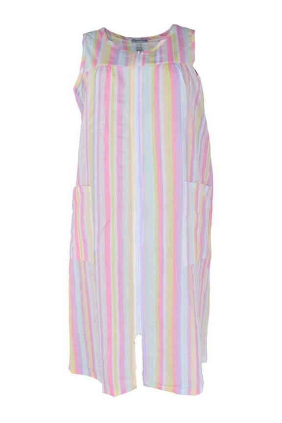 Woven Striped Sleeveless Duster Gown (Women)