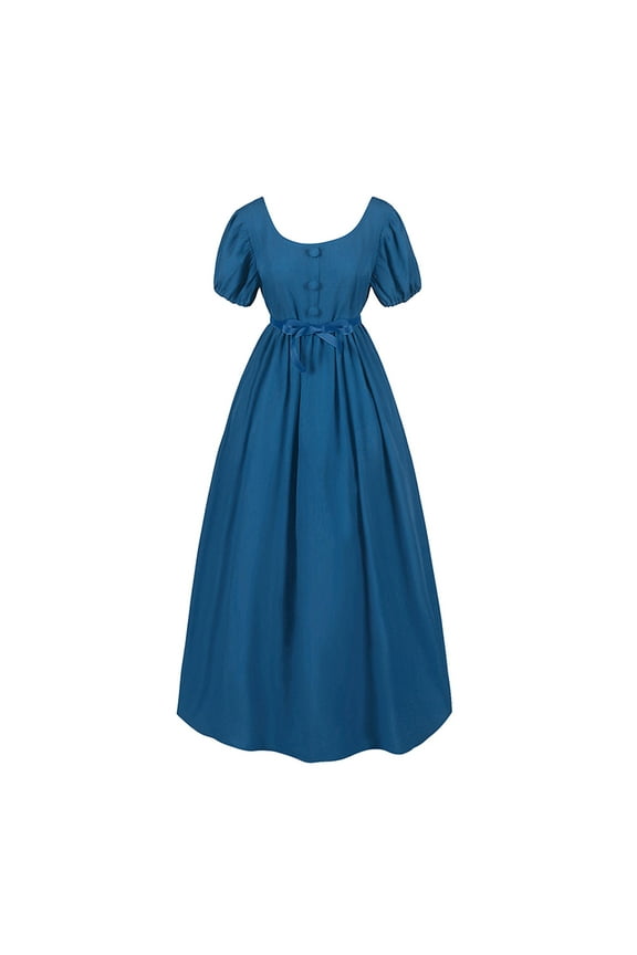 Elegant Empire Waist Gown for Big Girls with Decorative Ruffles and Dramatic Puff Sleeves