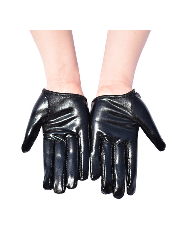 Elegant Enameled Short Gloves with Half Palms Design Breathable for Dancing Gloves