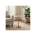 thumbnail image 1 of Elegant End Table, Side Table, or Small Night Stand for Room Decor - Hammered Metal Bedside Table with Polished Marble Top for Small Spaces - Perfect for Bedroom or Living Room - 25" White & Gold, 1 of 13