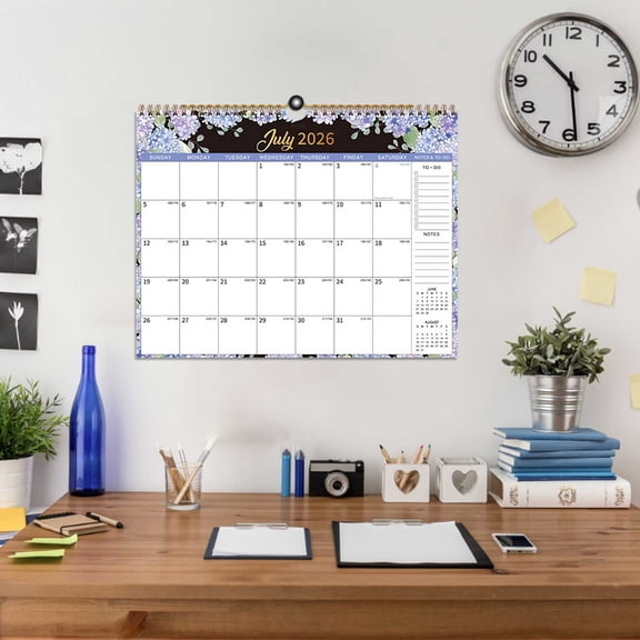 Elegant English Edition Wall Calendar for Office, Daily Plan Tracker & Countdown Organizer featuring 13.1x10.2 Inch & Writing Paper for Home Desktop Display