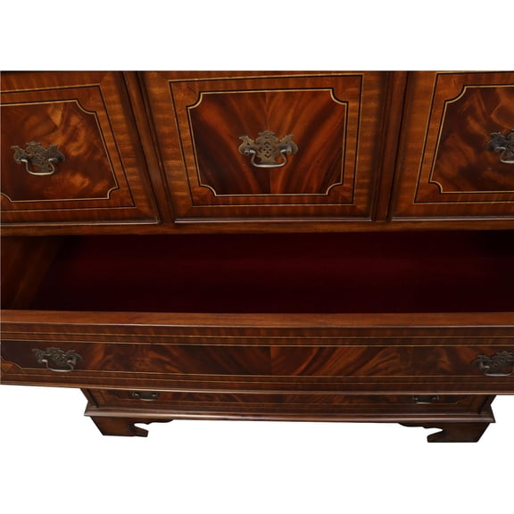 Elegant English Style Mahogany Chest with Brass Inlay