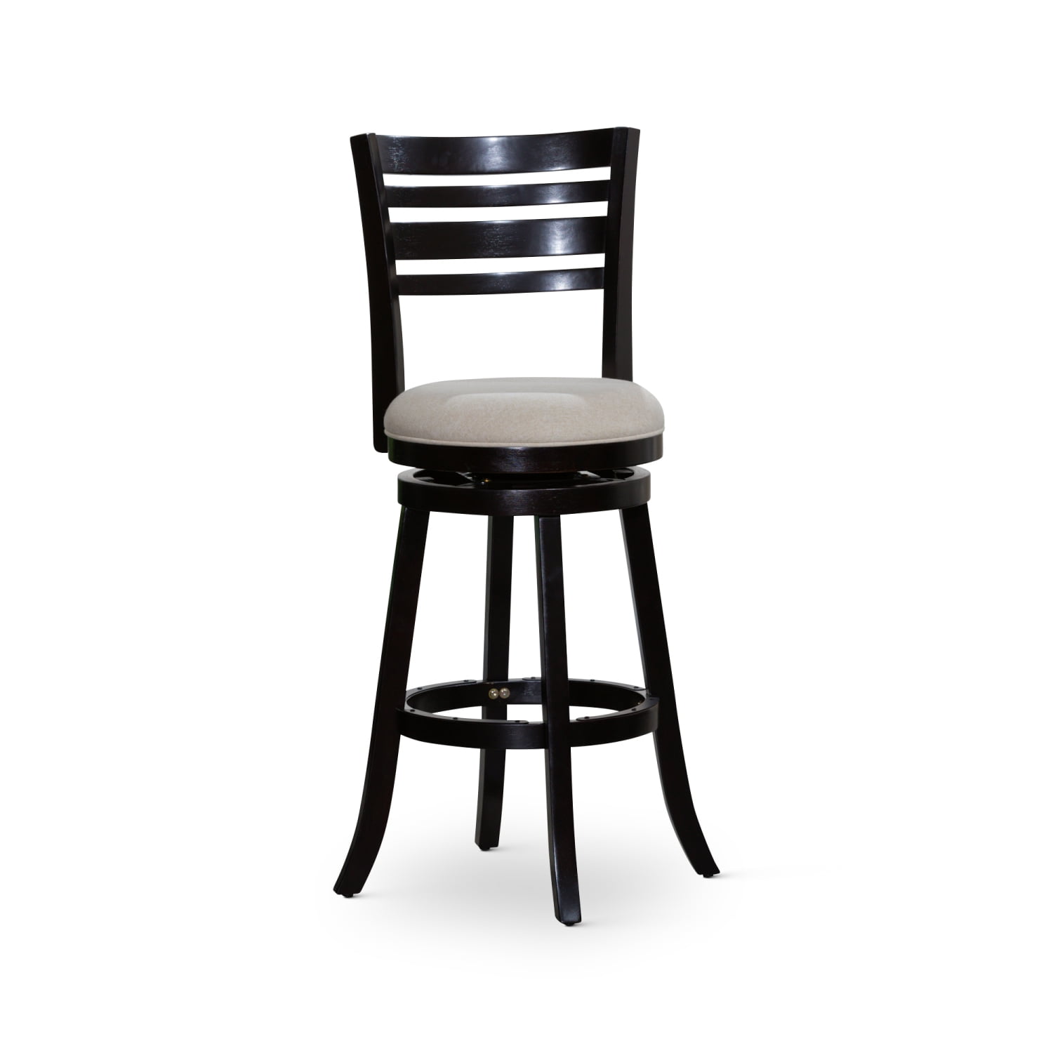 Elegant Espresso Finish 30” Bar Height Slat Back Swivel Stool with