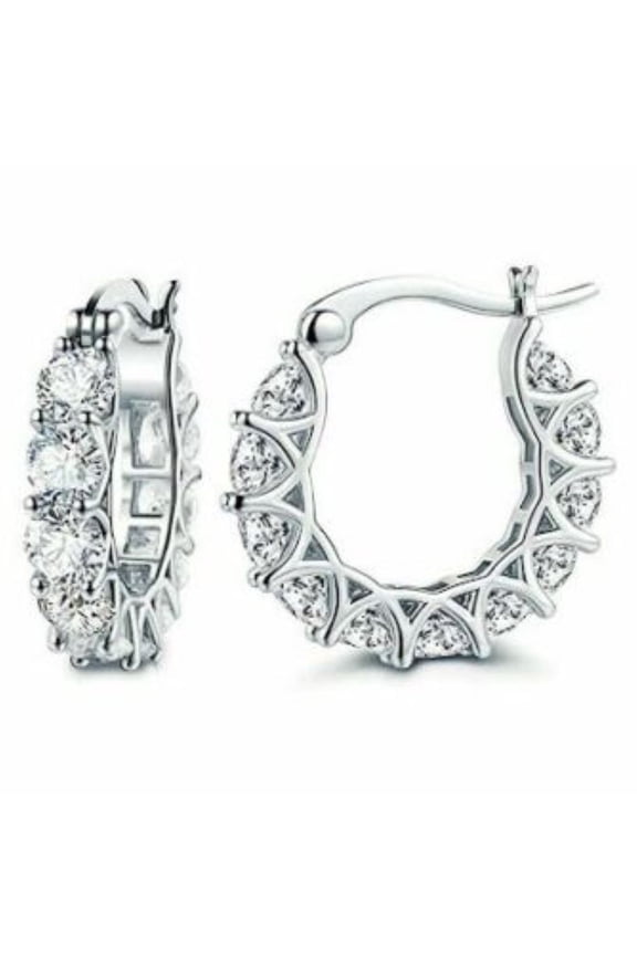 Elegant Eternity Hoops in Silver Cubic Zirconia Mini Hoop Earrings