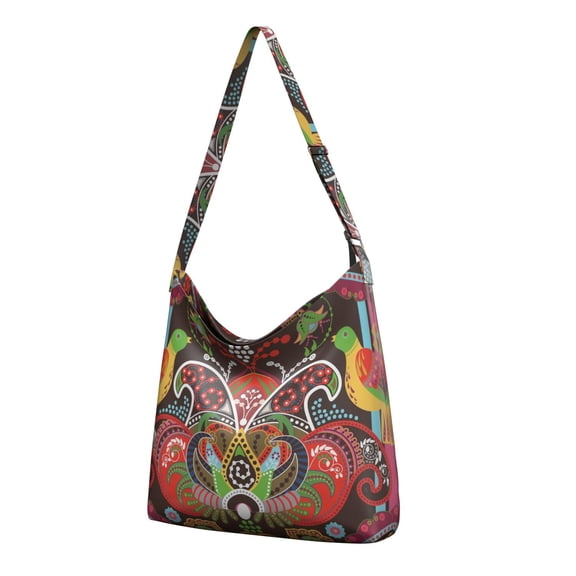 Elegant Ethnic Shoulder Tote | Retro Abstract Pattern | Spacious Multi-Pocket Work Bag for Professionals