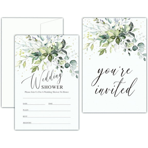 Elegant Eucalyptus Wedding Shower Invites Minimalist Style 25 Invitations