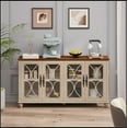 thumbnail image 1 of Elegant European Antique Style 4-Door Cabinet with Tempered Glass Doors,for Dining Room,Living Room,Hallway,Easy Assembly, 1 of 13