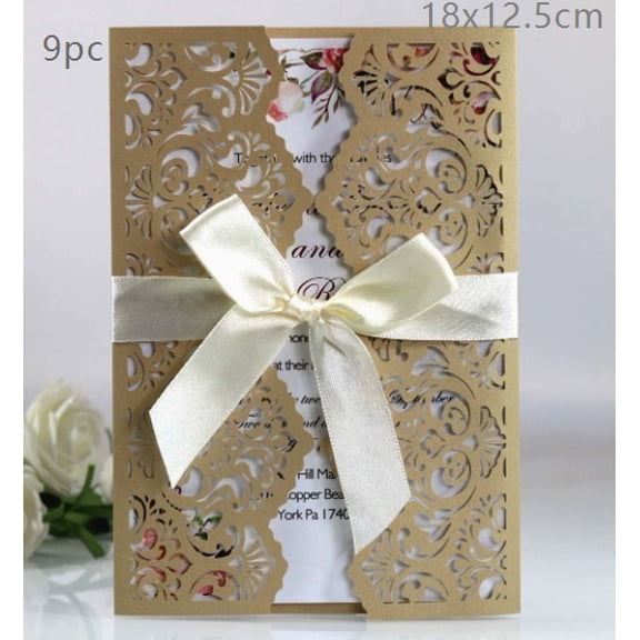 Elegant European Style Laser Cut Wedding Invitations - Customizable High-End Greeting Cards for Weddings and Formal Events