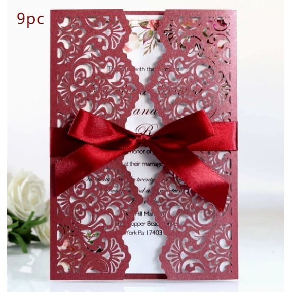 Elegant European Style Laser Hollow Pattern Wedding Invitations - Customizable High-End Greeting Cards