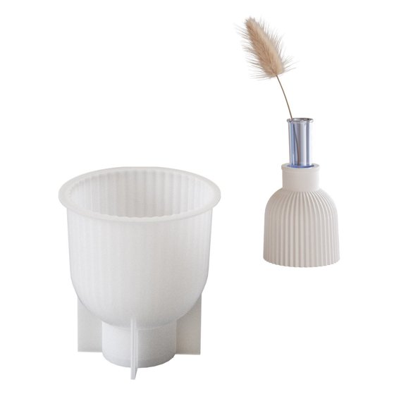 Elegant European Styles Striped Vase Moulds Hydroponic Plant with Silicone Mold Hydroponics Test Tube Suitable for Flower
