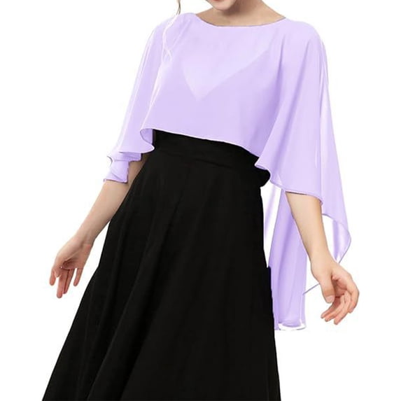Elegant Evening Shawl Wrap for Women Formal Dress Sheer Chiffon Wedding Guest Cover Up Bridal Stole Light Purple