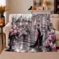thumbnail image 1 of Elegant Evening Staircase Palace Romance, Cozy Botanical Garden Scene, Warm Flannel Blanket for Sunroom and Reading Nook, Garden Lovers Valentine's Day Gift, Botanical Home Decor, 1 of 9