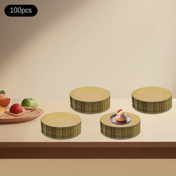 Elegant Event Platters, 100-Unit Gold-Toned Charger Set, Heat-Resistant PP Construction, Great for Buffet Stations, Wedding Receptions, and Banquet Halls