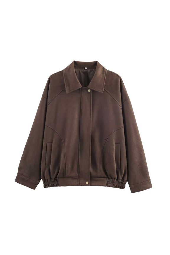 Elegant Everyday Casual Jacket for Women with Classic Lapel Collar Relaxed Fit Outerwear for Spring and Autumn Comfort Women's Bomber Jacket Casual Coat