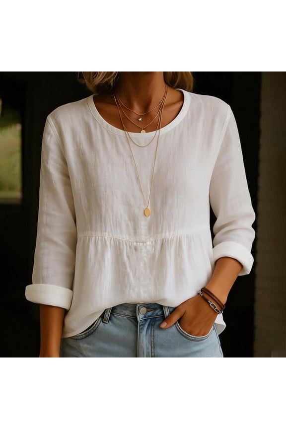 Elegant Everyday Comfort Women's Tee for Casual and Travel Wear without V-Neck Long Sleeve