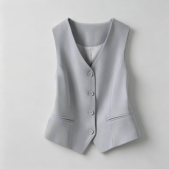 Elegant Everyday Knit Vest Cardigan for Casual and Travel Slim Fit Sleeveless Layering Top Solid Knitwear for Spring and Autumn, S, GY1