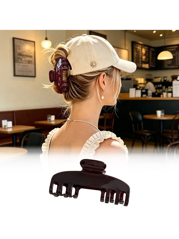 Elegant Everyday Metal Barrettes for Smart Hair Styling with Secure Grip and Sleek Shine to Complement Any for and Adults, 3.94 inch, Dark red
