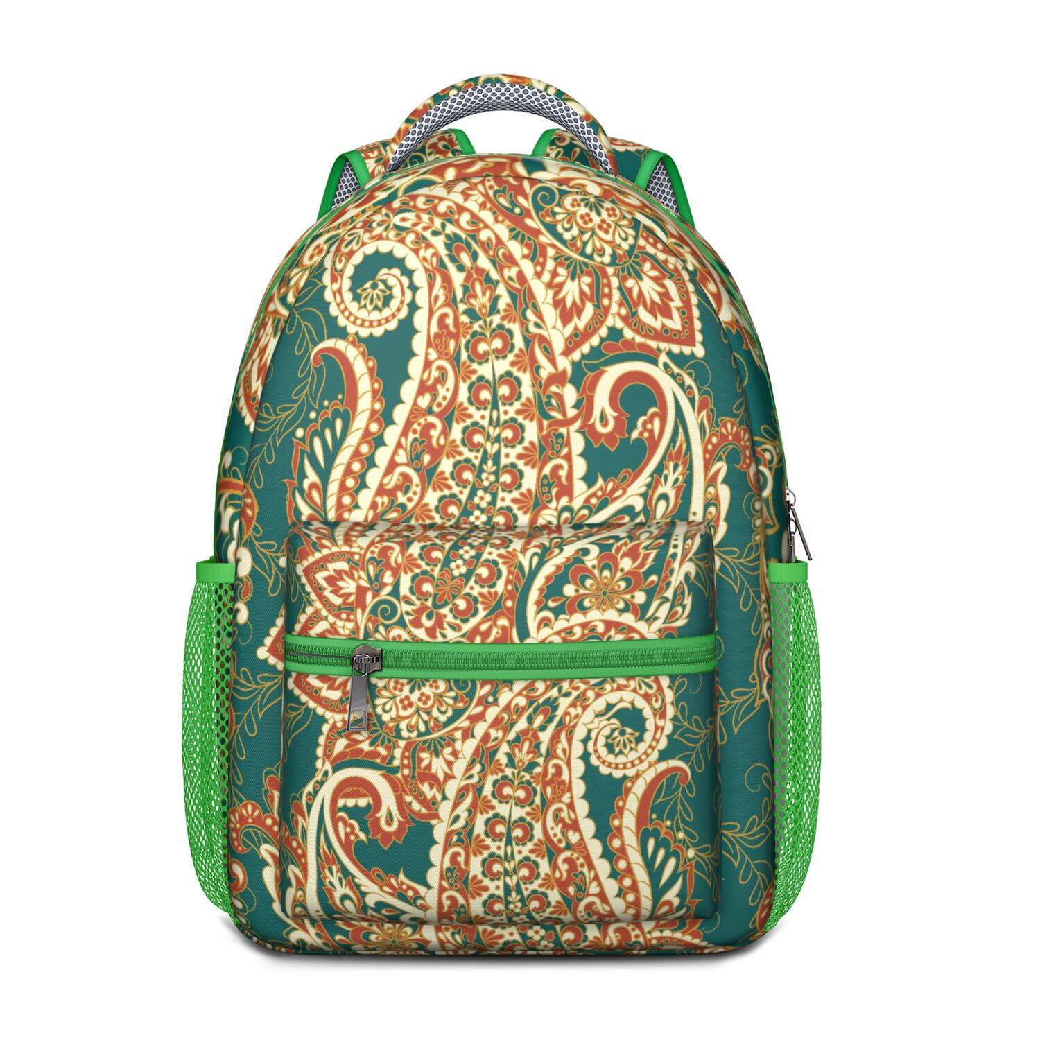Elegant Exotic Paisley Backpack - Lightweight Waterproof School Bag with Adjustable Shoulder Straps