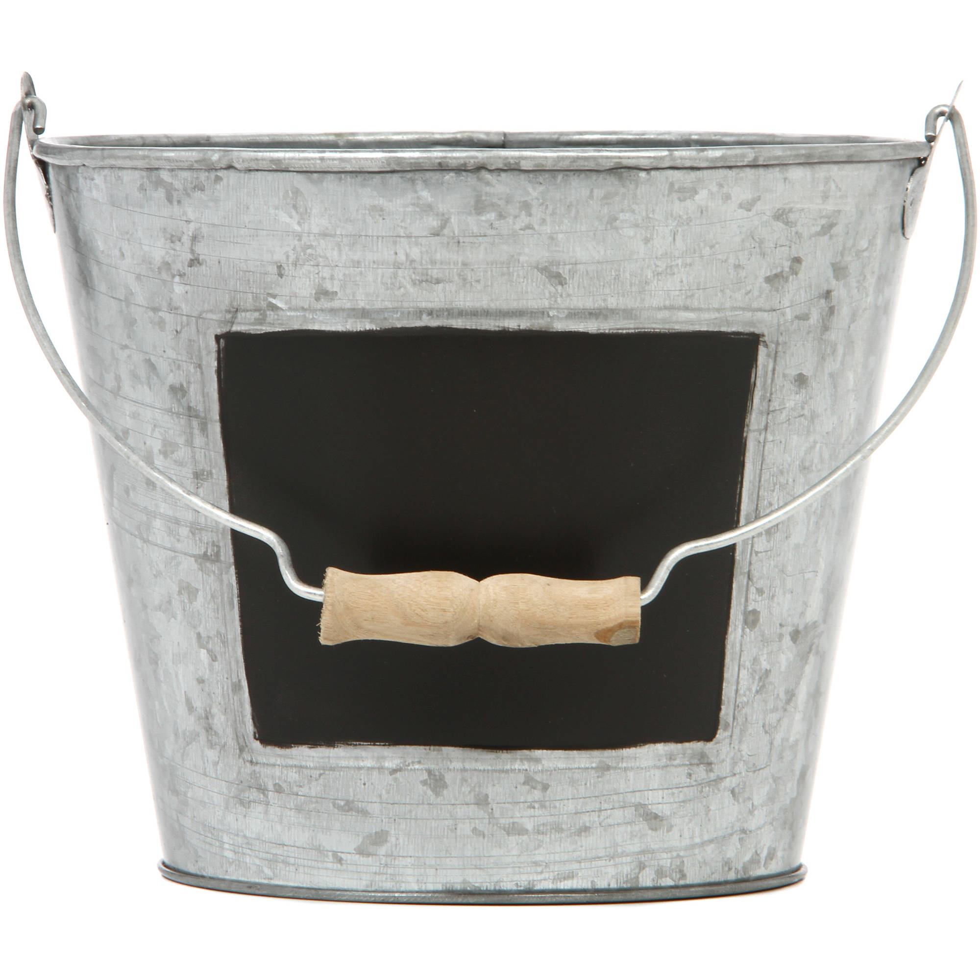Elegant Expressions by Hosley 5.75" High Silver Galvanized Metal Pail with Chalkboard, 1 Each - image 1 of 9