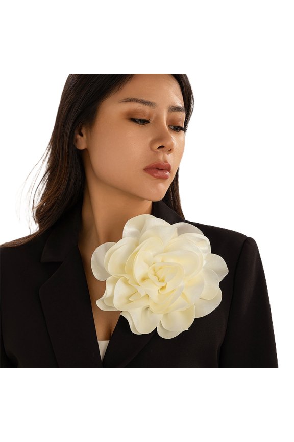 Elegant Fabric Flower Lapel Pin Jewelry Rose Corsage for Business Professionals