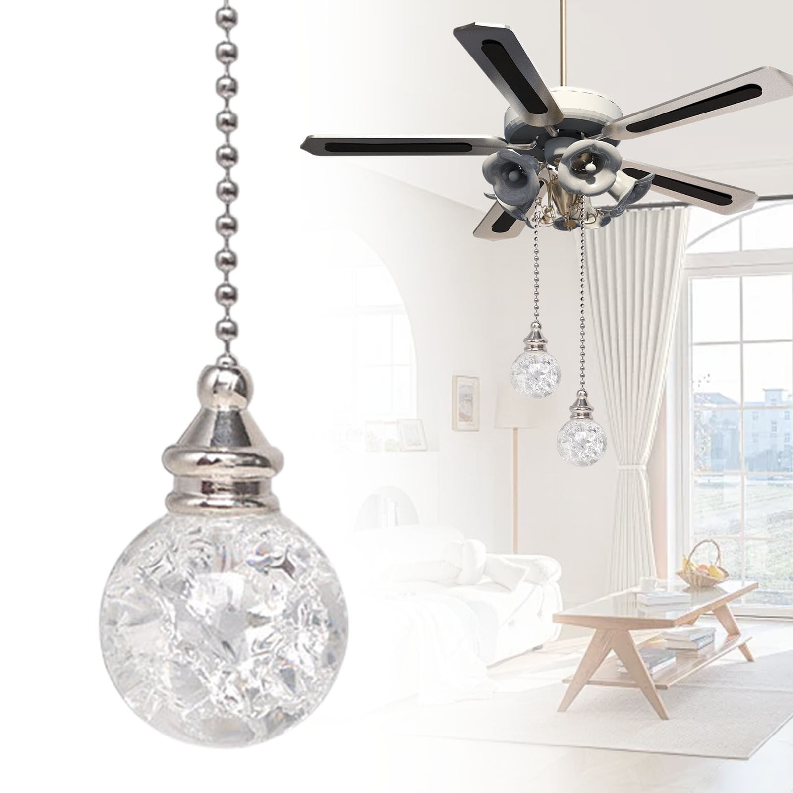 Elegant Fan Pull Chain with 21 Inch Beaded Design, Ceiling Fan Pull ...