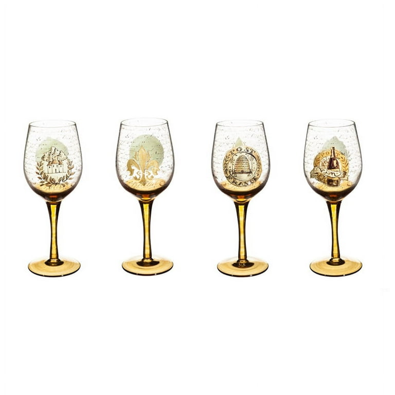 Elegant Farmhouse Wine Glass with Gold Accents, 2 Assorted