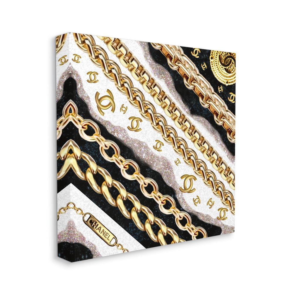Elegant Fashion Chains and Glam Designer Pattern Beauty & Fashion Gallery-Wrapped Canvas Print Wall Art, 17x17