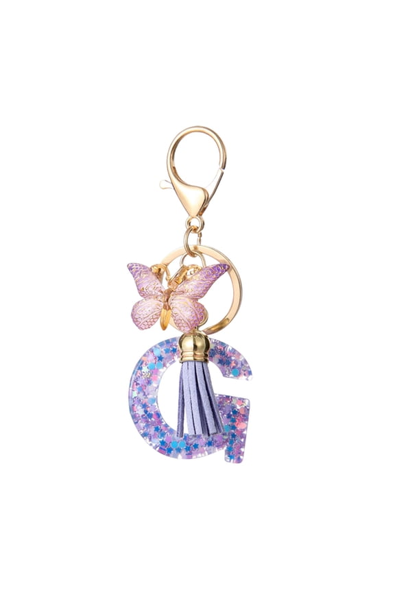 Elegant Fashion Key Chain with 26-Letter Pendant and Tassel, Gradient Design for Backpacks or Car Keys, Multi-Functional Accessory for Daily Style