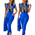 thumbnail image 1 of Elegant Fashion Print Ruffle Sleeve Top and Solid Color Pants Set with Belt, 1 of 3
