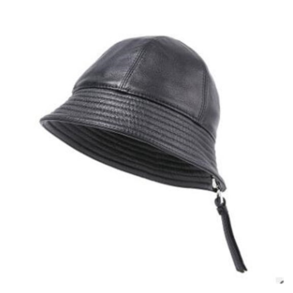 Elegant Fashion Women Caps Genuine Leather Hat Sheepskin Leather Bucket Hats Novelty Women Trendy Leather Cap ,Fashion