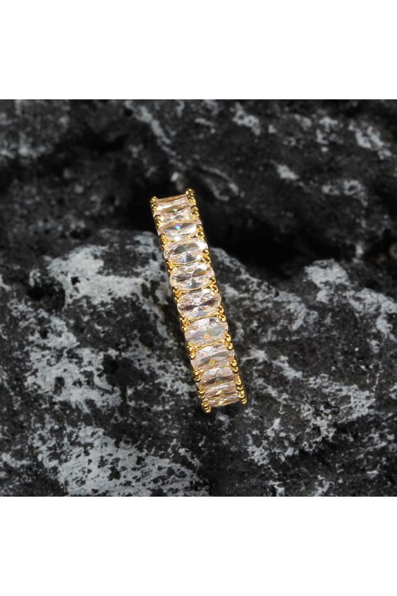 Elegant Fashionable Women's Zirconia 14K Yellow Gold Ring High-End FeelUnique Full Diamond Trendy Ring Cool and Minimalist Style