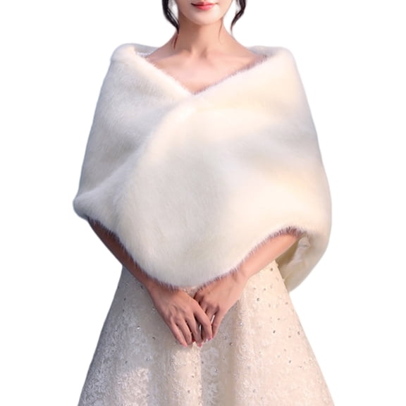 Elegant Faux Furs Shawl Women Sleeveless Shawl Wedding Bridal Capelet for Bridesmaids and Winter Occasion