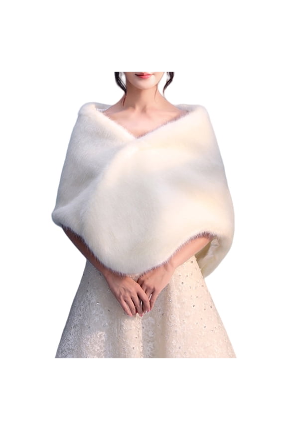 Elegant Faux Furs Shawl Women Sleeveless Shawl Wedding Bridal Capelet for Bridesmaids and Winter Occasion