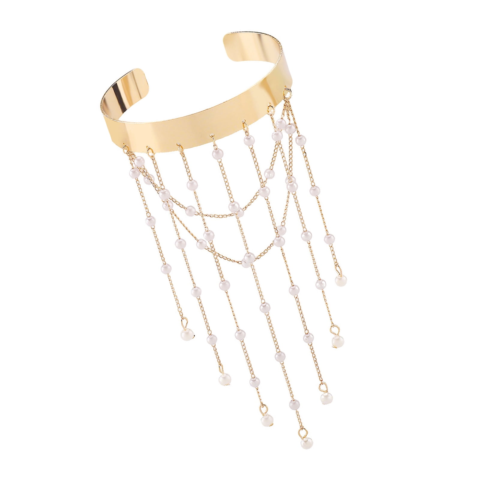 Elegant Faux Pearls Beaded Tassels Armband Stainless Steel Body Chain Elegant Faux Pearls Beaded Tassels Armband Stainless Steel Body Chain