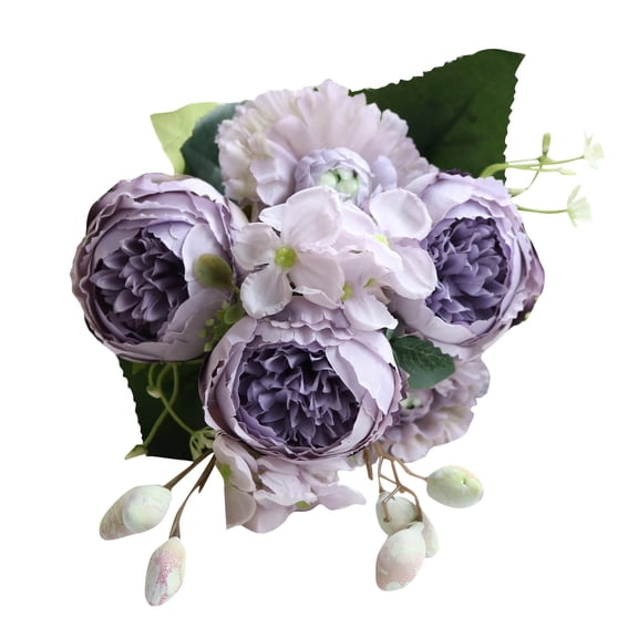 Elegant Faux Peony Flowers, Cosmug 5-Head Peony Rose Bouquets, Rich and Full, for Wedding Centerpieces, Vase and Home Decor (Violet)
