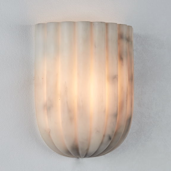 Elegant Faux White Marble Sconce, Modern Resin Wall Mounted Light with Brass Finish for Bathroom, Living Room, Hallway, Stairway