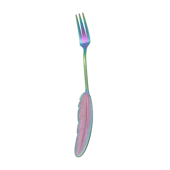 Elegant Feather Design Dinner Fork Creative Modern Flatware for Fine Dining Party Wedding and Holiday Table Setting Cutlery for Home Restaurant and Gift Giving, Multicolor